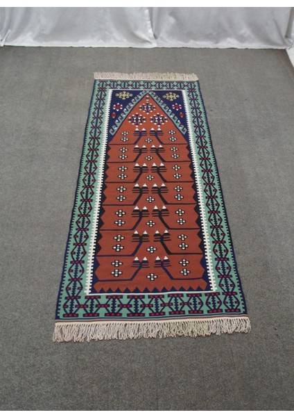 Yeni El Dokuma Otantik Mihraplı Kayseri Pınarbaşı Yün Kilim 5624