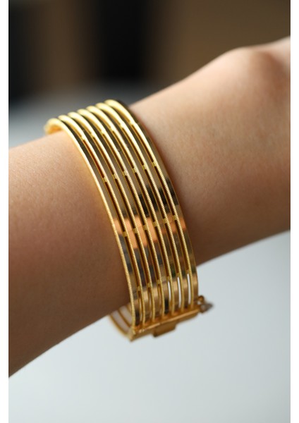 14 Ayar Altın 7 Li Ajda Bilezik Modeli Kelepçe modelleri