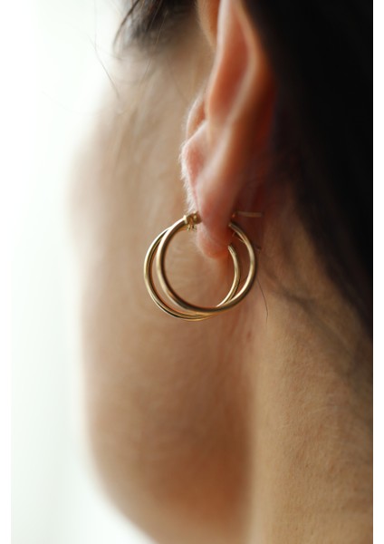 14 Ayar Altın Bombeli Halka Küpe modelleri