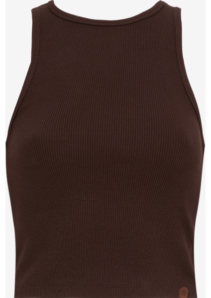 Bisiklet Yaka Düz Kahve Kadın Atlet J5SL-TST7067