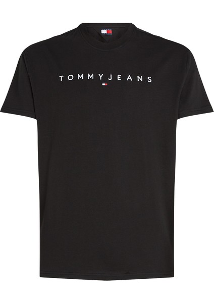 Bisiklet Yaka Siyah Erkek T-Shirt DM0DM20744BDS Tjm Reg Lınear Logo