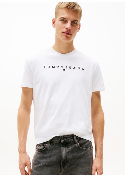 Bisiklet Yaka Beyaz Erkek T-Shirt DM0DM20744YBR Tjm Reg Lınear Logo fiyatları