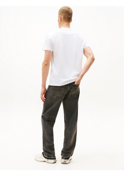 Bisiklet Yaka Beyaz Erkek T-Shirt DM0DM20744YBR Tjm Reg Lınear Logo fırsatları