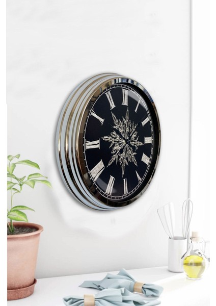 40 cm Krom Metal Kar Tanesi Duvar Saati