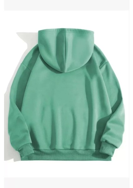 3 İplik Pamuklu Unisex Kapüşonlu Weetshirt Int Yeşili