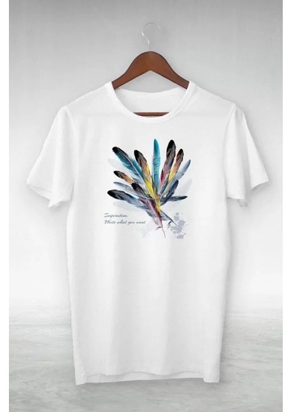 Unisex Baskılı Oversize Thirt Beyaz