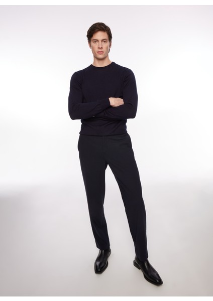 Fermuarlı Yaka Slim Fit Koyu Lacivert Erkek Kazak WM04_ZMG9 fiyatları