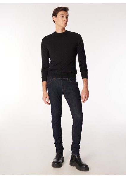 Fermuarlı Yaka Slim Fit Siyah Erkek Kazak WM04_ZMG9