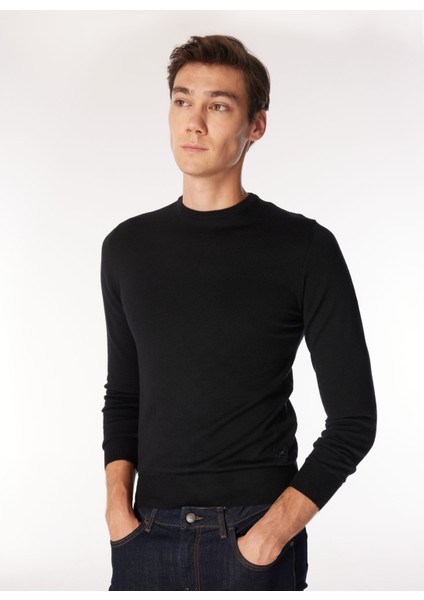 Fermuarlı Yaka Slim Fit Siyah Erkek Kazak WM04_ZMG9 fırsatları