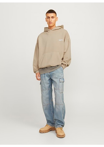 Kapüşon Yaka Bej Erkek SweatShirt 12262878_JORVERMONT Wash Sweat Hood
