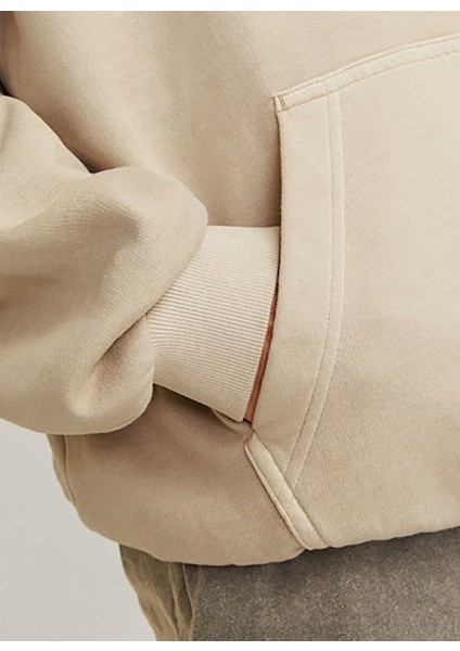 Kapüşon Yaka Bej Erkek SweatShirt 12262878_JORVERMONT Wash Sweat Hood modelleri