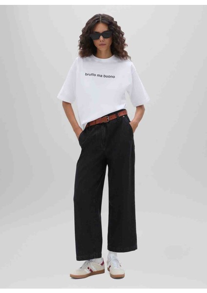 Yuvarlak Yaka Baskılı Beyaz Kadın T-Shirt Z ZY04 V070