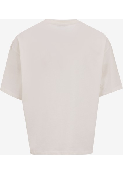 Bisiklet Yaka Baskılı Kırık Beyaz Kadın T-Shirt J5SL-TST7006 fiyatları
