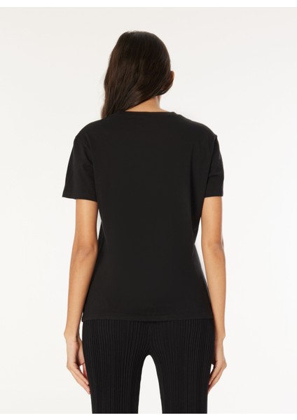 Yuvarlak Yaka Baskılı Siyah Kadın T-Shirt Z Z035 A335 indirimleri