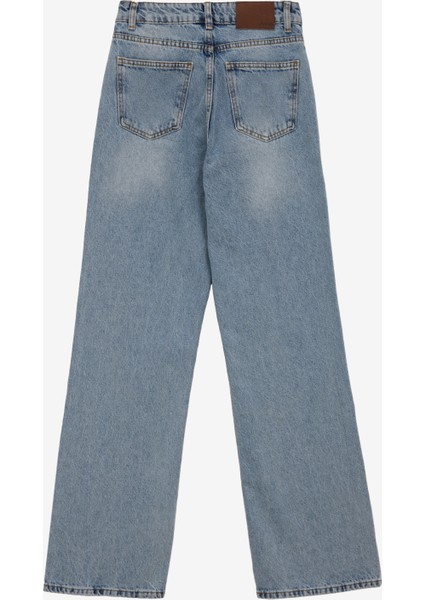 Yüksek Bel Ispanyol Paça Regular Fit Indigo Kadın Denim Pantolon J5SL-PNT7095