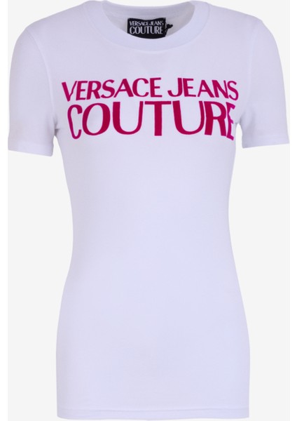 Yuvarlak Yaka Baskılı Beyaz Kadın T-Shirt 77HAHL01