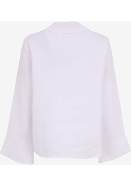 Rahat V Yaka Düz Beyaz Kadın Gömlek F5SL-GML0322 fiyatları