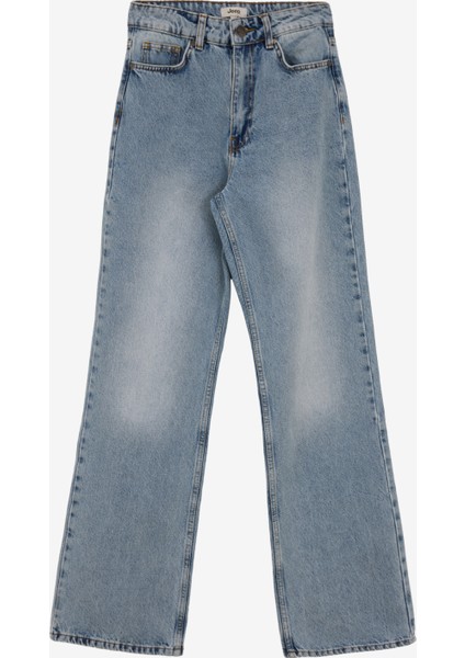 Yüksek Bel Ispanyol Paça Regular Fit Indigo Kadın Denim Pantolon J5SL-PNT7095