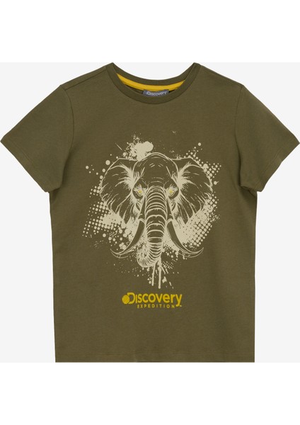 Baskılı Haki Erkek T-Shirt D5SB-TST3223