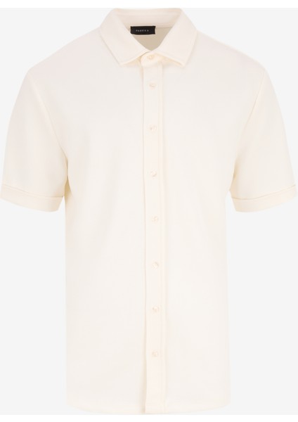 Basic Gömlek Yaka Düz Ekru Erkek Gömlek F4SM-GML 0703