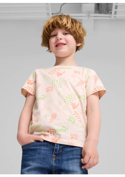 Desenli Pembe Kadın T-Shirt 68188150.J-ESS+ Puma Fc Aop Tee
