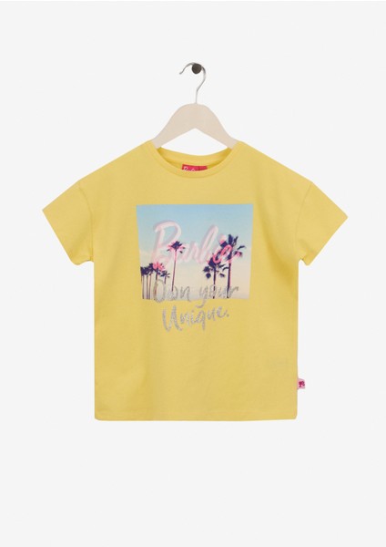 Baskılı Sarı Kadın T-Shirt BRB5SG-TST6006