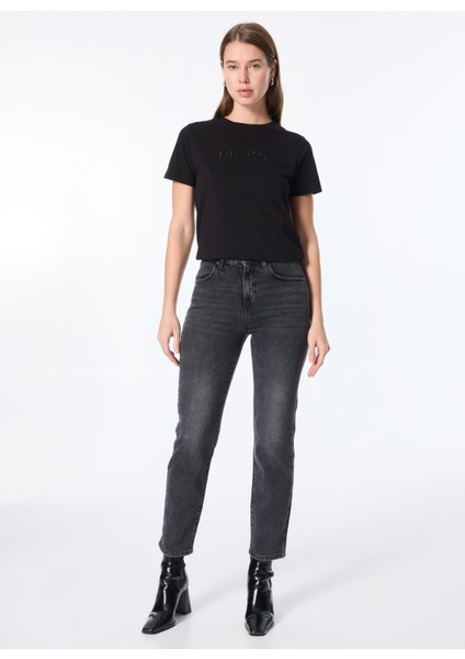 Yuvarlak Yaka Baskılı Siyah Kadın T-Shirt 101752-A227/Z99 fiyatları