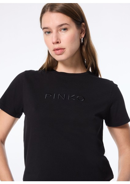 Yuvarlak Yaka Baskılı Siyah Kadın T-Shirt 101752-A227/Z99 fırsatları