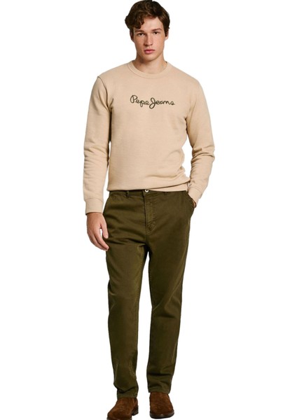 Bisiklet Yaka Bej Erkek SweatShirt PM582715-840 New Joe Crew