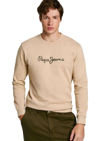 Bisiklet Yaka Bej Erkek SweatShirt PM582715-840 New Joe Crew modelleri