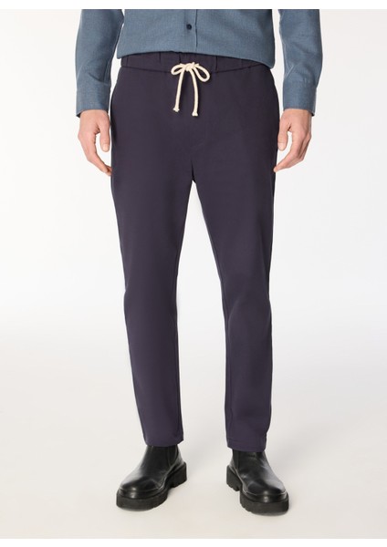 Bağlamalı Bel Normal Paça Slim Fit Mavi Erkek Pantolon AU-7371Q Pant Woven modelleri