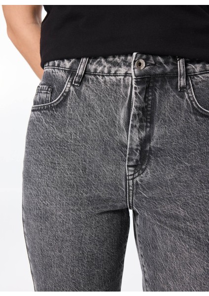 Normal Bel Düz Paça Standart Gri Kadın Denim Pantolon 8P0402 fırsatları