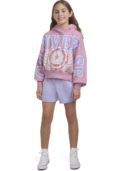 Baskılı Kadın Pembe Sweatshırt 4CG798-RAF-CNVG Oversızed Varsıty G