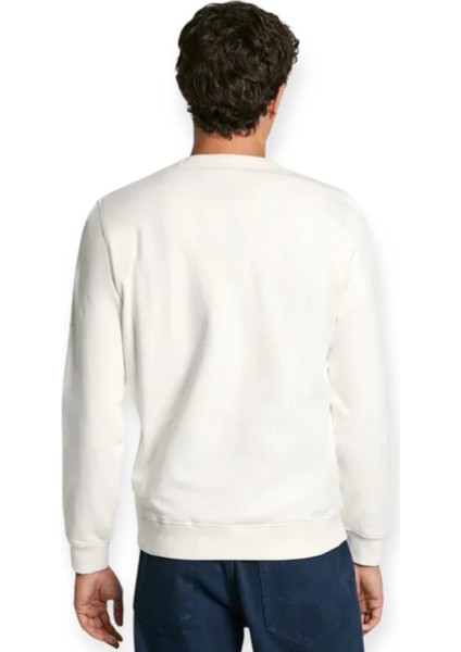 Bisiklet Yaka Kırık Beyaz Erkek SweatShirt PM582715-803 New Joe Crew