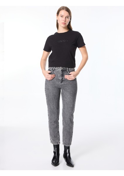 Normal Bel Düz Paça Standart Gri Kadın Denim Pantolon 8P0402