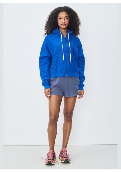 Yuvarlak Yaka Düz Mavi Kadın SweatShirt BOBY03FE25_BLEU De Pru