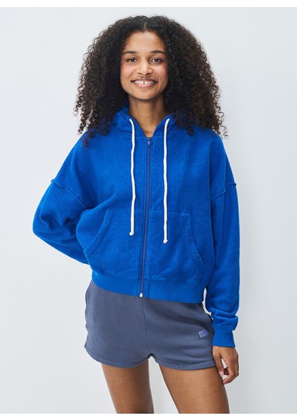 Yuvarlak Yaka Düz Mavi Kadın SweatShirt BOBY03FE25_BLEU De Pru fiyatları
