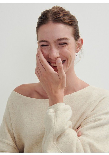 Kayık Yaka Düz Ekru Kadın SweatShirt ITO03AE25_ECRU Melange fiyatları