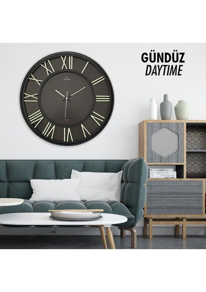 Karanlıkta Parlayan Büyük Boy Fosforlu Lüks Duvar Saati