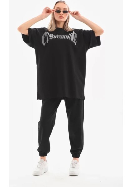Unisex Taş Desenli Oversize Thirt Beyaz modelleri