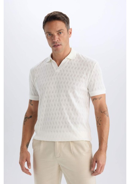 Regular Fit Kısa Kollu Örgü Görünümlü Polo Tişört B6536AX25SP