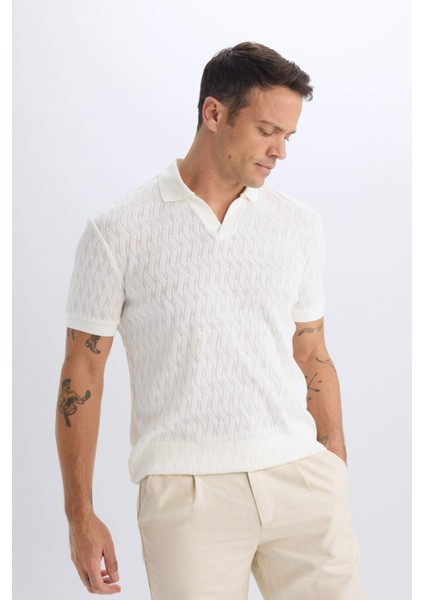 Regular Fit Kısa Kollu Örgü Görünümlü Polo Tişört B6536AX25SP