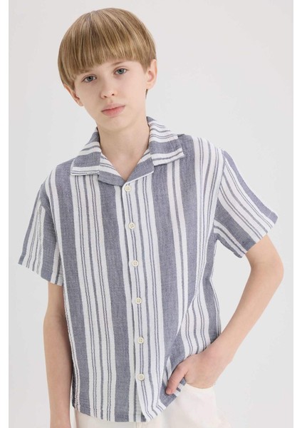 Erkek Çocuk Oversize Geniş Kalıp Polo Yaka Kısa Kollu Gömlek E2921A825SM