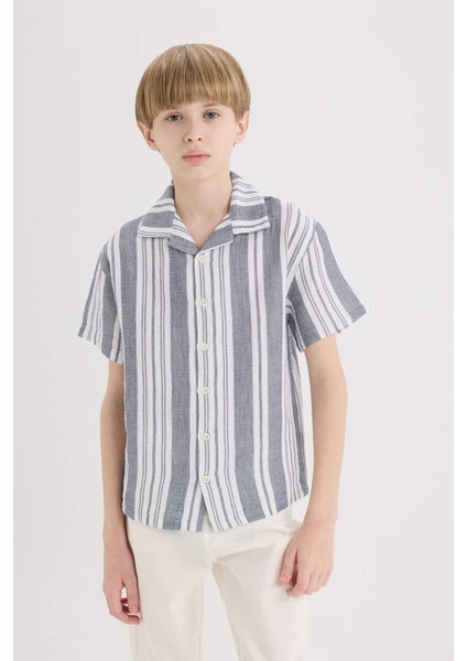 Erkek Çocuk Oversize Geniş Kalıp Polo Yaka Kısa Kollu Gömlek E2921A825SM