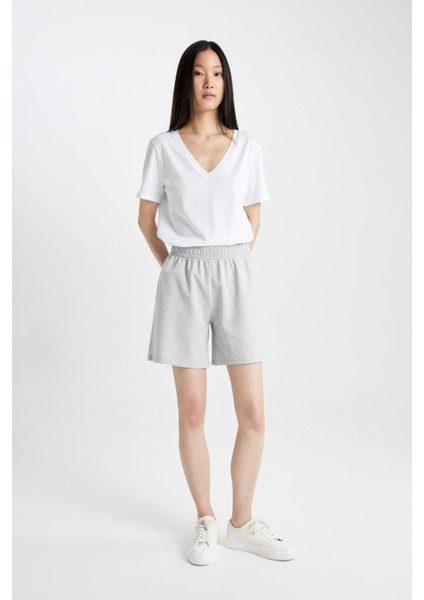 Regular Fit Normal Bel Düz Paça Basic Düz Bermuda Şort U4570AZ24HS