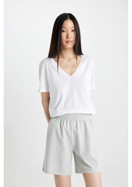Regular Fit Normal Bel Düz Paça Basic Düz Bermuda Şort U4570AZ24HS