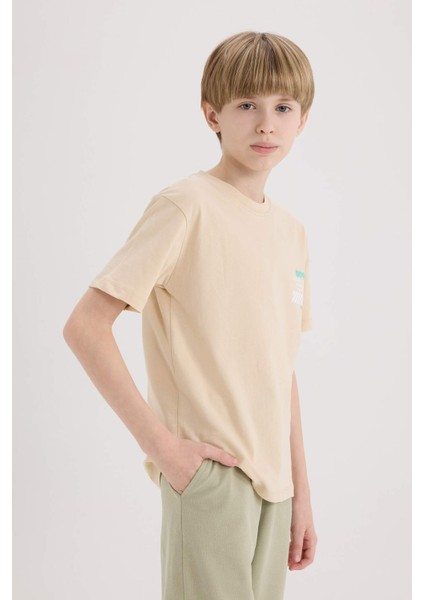 Erkek Çocuk Bisiklet Yaka Sırt Baskılı Kısa Kollu Tişört fırsatları