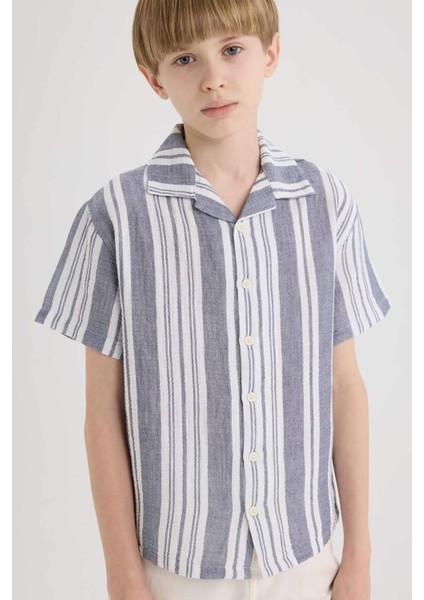 Erkek Çocuk Oversize Geniş Kalıp Polo Yaka Kısa Kollu Gömlek E2921A825SM