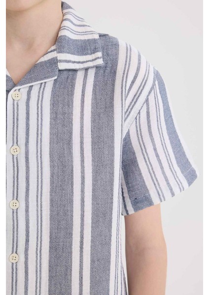 Erkek Çocuk Oversize Geniş Kalıp Polo Yaka Kısa Kollu Gömlek E2921A825SM