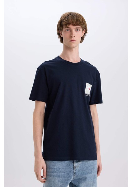 %100 Pamuk Regular Fit Bisiklet Yaka Baskılı Kısa Kollu Tişört C2081AX25SM fırsatları